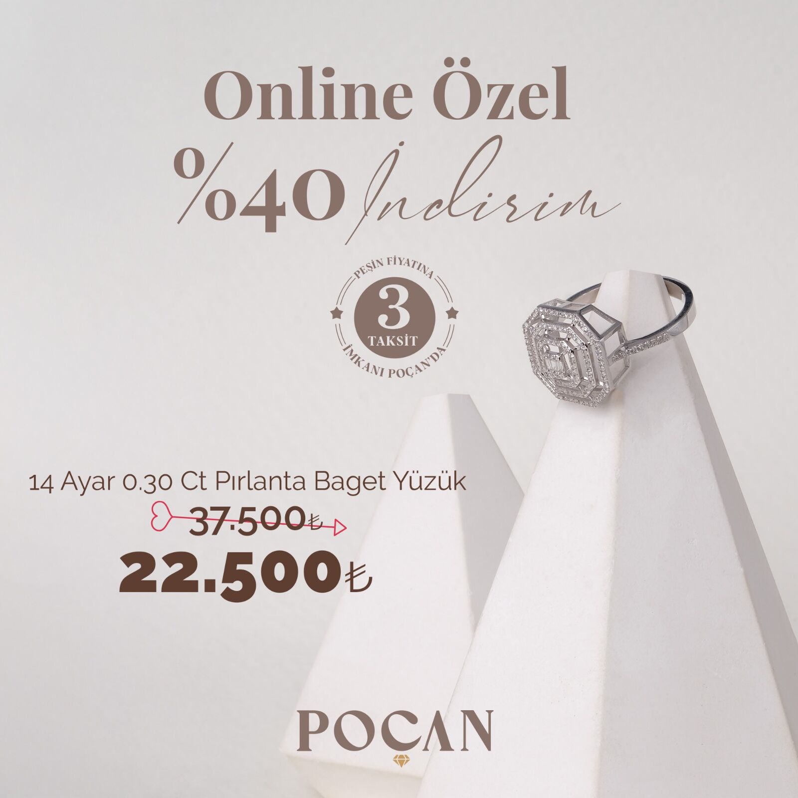 0.30 KARAT PIRLANTA BAGET YÜZÜK