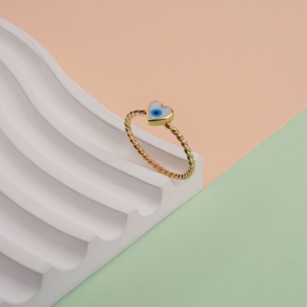 Nazar Boncuklu Kalp Yüzük