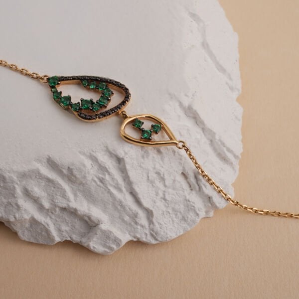 Yeşil Taşlı Tasarım Bileklik