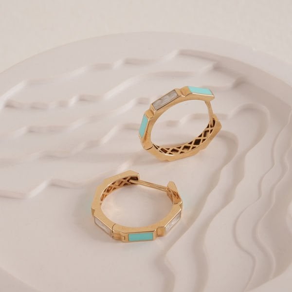 Mavi Mineli Halka Küpe