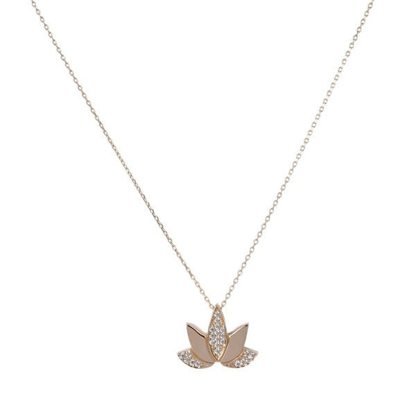 Taşlı Lotus Çiçeği Kolye