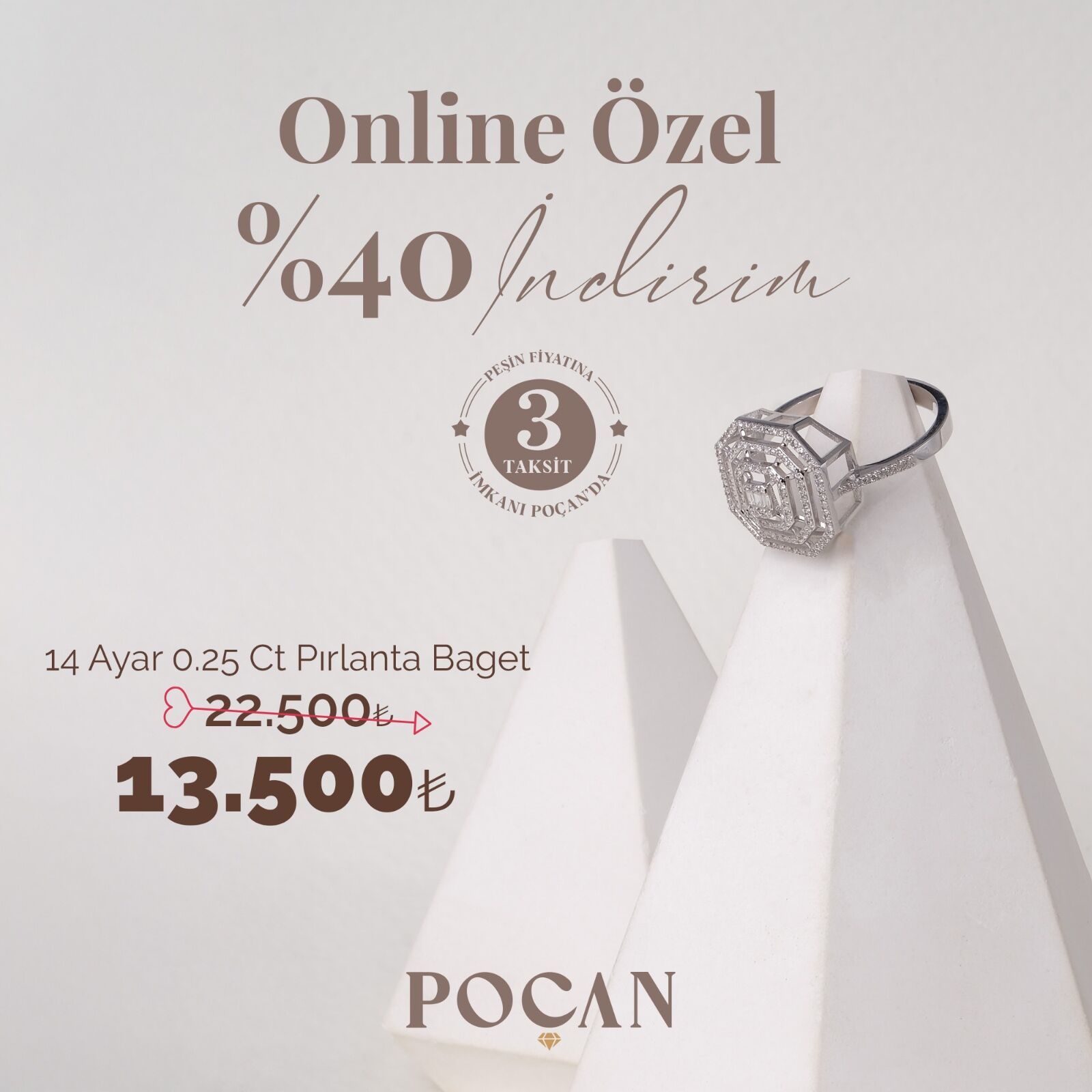 0.30 KARAT PIRLANTA BAGET YÜZÜK