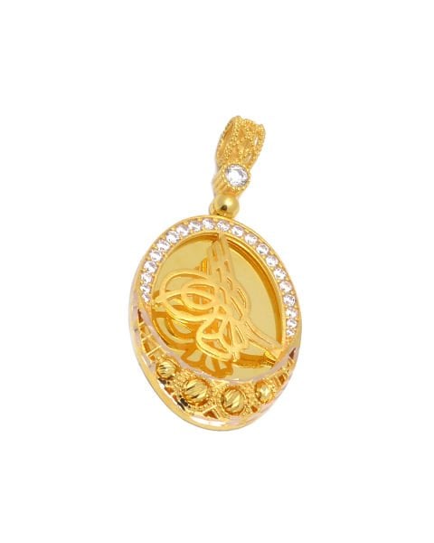 Oval Tuğralı Kolye Ucu